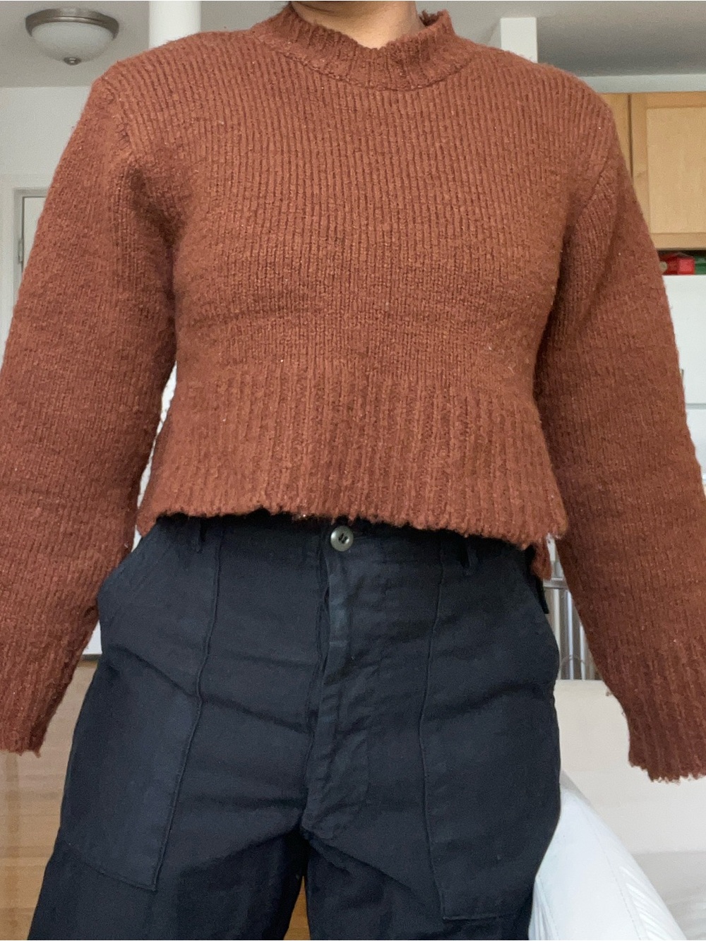 Maison Cleo 100% wool brown cropped sweater